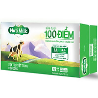 Thùng 12 Hộp NutiMilk Sữa Tươi 100 Điểm - Sữa Tươi Tiệt Trùng Có Đường Hộp 1 Lít