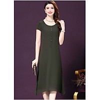 Đầm suông trung niên voan đính cúc - TN19
