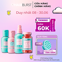 Combo chăm sóc tóc set gội xả travel + xịt dưỡng + kẹo dẻo Hairburst 60ml/chai + 125ml + 60 viên