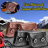 Pair Universal Motorcycle Tool Bag Luggage Side Pannier Saddle Bags PU Leather 30*28*10.5CM