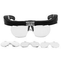 5X Magnifying Headset with LED Light Magnifying Glass Head Mounted Jewelry Loupe Magnifier with Multiple Lens 2 LED
