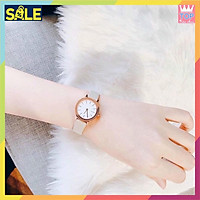 Đồng Hồ Nữ Dây Da Skagen Mặt Trắng Viền Vàng Case 26mm