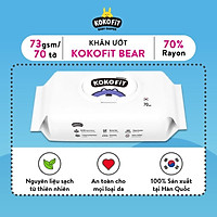 Khăn Ướt Thiên Nhiên KOKOFiT - BEAR Hàn Quốc 60% Vải Rayon 70 tờ/hộp 370g