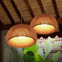 Đèn thả mây tre nan hai lớp hình tròn