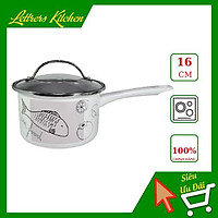 Nồi thép tráng men nhập khẩu cao cấp 16cm - Có tay cầm tiện dụng, màu sắc trang nhã, hiện đại