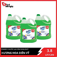 Combo 3 CAN Nước lau sàn Sunlight Hương hoa diên vỹ Can 3.8KGX3