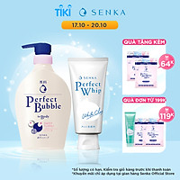 Combo Sữa tắm dưỡng ẩm Senka Perfect Whip hương hoa hồng, đinh hương 500ml và Sữa rửa mặt chiết xuất đất sét trắng Senka Perfect Whip Clay 120g