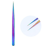 1pcs Anti-Static Curved Straight Tweezers Rainbow Stainless Steel Precision Rhinestones Picker Eyebrow Eyelash Nipper