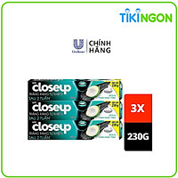 Combo 3 Kem đánh răng dạng gel Closeup Trắng Răng Tự Nhiên Vị Dừa Thơm Mát 230g cho răng trắng tự nhiên hơn sau 2 tuần