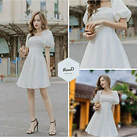 Đầm công chúa màu trắng tay phồng (Size: S,M,L)