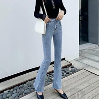 Quần jean ống loe nữ cạp cao. lưng siêu cao túi trước hàng VNXK - bigsize