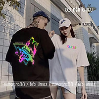 XẢ LỖ Áo Thun Unisex Tay Lỡ Phản Quang 7 Màu Thiết Kế Hình Sói Cực Hot