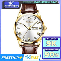Đồng Hồ Nam OLEVS OL6602 Dây Da Siêu Nhẹ, Siêu Bền, Mặt Đồng Hồ Đính Kim Cương Nhân Tạo Làm Toát Lên Sự Đẳng Cấp , Sang Trọng , Mặt Kính Chống Trầy Xước , Chống Nước 3atm , Kiểu Dáng Năng Động, Phong Cách Lịch Lãm