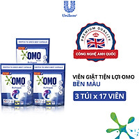 Combo 3 Túi 17 Viên giặt OMO Cho máy giặt cửa trước và cửa trên Bền Màu Công nghệ Anh Quốc