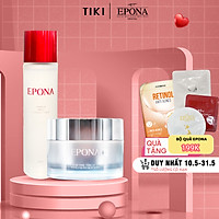 Bộ Đôi Cấp Ẩm - Nâng Tông Da Mướt Mịn Epona Premium Birch Essence Toner 150ml, Epona Premium Snail Tone Up Cream 50ml