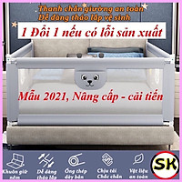 Chắn giường, chặn giường thanh trượt 01 bên an toàn cho bé, bản Nâng cấp 2021, Màu Ghi Xám sang trọng - Hàng Nhập Khẩu