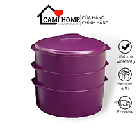 Xửng Hấp 3 Tầng Steam It Paraside 3 Tầng, Hàng Chính Hãng Tupperware, Nhựa Nguyên Sinh Hấp Cách Thủy