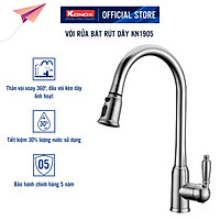 Vòi rửa bát rút dây Konox, Model KN1905, Inox 304AISI tiêu chuẩn châu Âu, mạ PVD 5 lớp sáng bóng, Hàng chính hãng