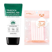 Kem Chống Nắng Dành Cho Da Dầu Mụn, Nhạy Cảm Some By Mi Trucica Mineral 100 Calming Suncream SPF50+/PA+++ 50ml tặng kèm bông nở (màu ngẫu nhiên)
