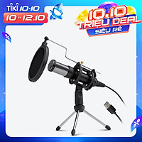 Micrphone phòng thu cổng USB cho thu phát nhạc với giá đỡ mic mini