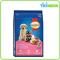 Thức Ăn Khô Cho Chó Con Hương Vị Thịt Bò Và Sữa SmartHeart (1.5kg)