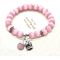 Vòng đeo tay Phong Thủy Nữ, Đá Opal Tự Nhiên, Hạt Tròn 8li, Tuyệt Đẹp.
