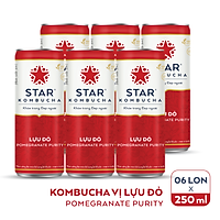 Lốc 6 lon thức uống lên men STAR KOMBUCHA Lựu đỏ / Pomegranate Purity (250ml/lon)