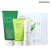 Combo chăm sóc da mặt cơ bản Innisfree từ táo xanh và trà xanh - 278002445x