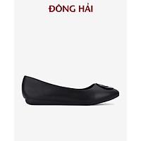 Giày búp bê Đông Hải đế cao su bệt êm ái mũi vuông đính họa tiết bông hoa thanh lịch - G81E9