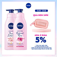 Bộ đôi dưỡng thể Hương hoa Sữa Dưỡng Thể Dưỡng Trắng NIVEA Hương Anh Đào Dewy Sakura (350ml) - 85703 & Sữa Dưỡng Thể Dưỡng Trắng NIVEA Hương Hoa Hồng Radiant Rose (350ml) - 85707