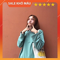 SET ÁO NỈ THU ĐÔNG DÁNG RỘNG UNISEX NAM NỮ XANH NEON - Áo SWEATER BASIC TAY DÀI TẶNG SET 5 CHUN BUỘC TÓC