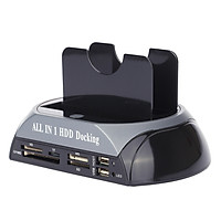 2.5" 3.5" SATA/IDE HDD 2-Dock Dual Bay Hard Drive Docking Station e-SATA Card Reader Hub - Black