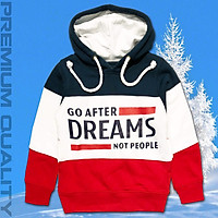ÁO HOODIES TRẺ EM CATRIO HÌNH DREAMS phối xanh trắng đỏ là áo nỉ mũ cotton bé trai, bé gái 4 tuổi 6 tuổi và 14 tuổi (19kg đến 50kg) thuộc BST quần áo trẻ em mùa thu đông CATRIO 2021