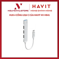 HUB hợp kim nhôm 4 cổng loại C của Havit HV-HB41 - Hàng Chính hãng