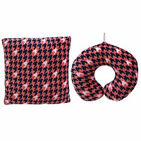 Combo Gối Tựa Lưng Và Gối Kê Cổ Chữ U Thivi Họa Tiết 56 - Xích Sắc Đỏ