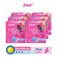Combo 6 gói Băng vệ sinh Diana Siêu thấm siêu mỏng cánh 8 miếng