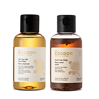 Combo gel rửa mặt hoa hồng cocoon 140ml + nước hoa hồng cocoon 140ml làm sạch cấp ẩm cho da