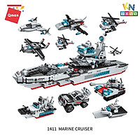 Đồ chơi xếp hình, lắp ráp lego Qman 1411 - Tàu tuần dương biển (700 mảnh ghép)