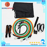 Bộ Dây Đàn Hồi Ngũ Sắc Tập Gym Đa Năng YESURE 11 món, gọn nhẹ có thể mang đi lại bất kỳ nơi đâu, không bị gò bó về không gian và thời gian - tặng kèm túi đựng và hướng dẫn