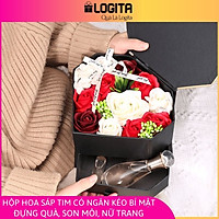 Quà Sinh Nhật Ý Nghĩa Tặng Người Yêu, Tặng Bạn Gái - Hộp Hoa Hồng Sáp Tim Hương Thơm 3 Năm Có Ngăn Kéo Cao Cấp Sang Trọng LOGITA