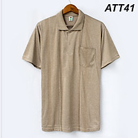 Áo thun nam trung niên vải cotton lanh mềm mịn mặc cực mát loại áo thun nam tay ngắn có cổ có