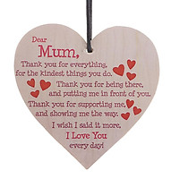 Thank You Mum Wine Bottle Wooden Tags Mothers Day Hanging Gift Label w/ Rope