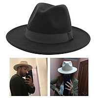 Unisex Elegant Church Fedora Hat Ribbon Band Belt Winter Outdoor Khaki