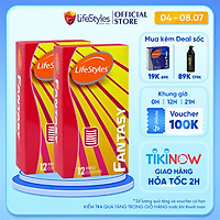 Bộ 2 Hộp Bao Cao Su LifeStyles Fantasy Có Gân Ngang Ôm Sát Cao Cấp 12 bao