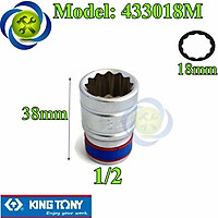 Tuýp 18mm 1/2 Kingtony 433018M 12 cạnh màu trắng dài 38mm