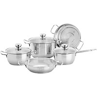 Bộ Nồi Inox 3 Đáy Gồm 3 Nồi 1 Chảo 1 Xửng Fivestar FS08CG1 - Hàng Chính Hãng