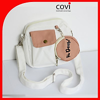 Túi đeo chéo vải canvas phom vuông phối túi tròn trước thời trang COVI nhiều màu sắc T 25