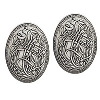 2x Medieval Viking Shield Brooches Pins Cloak Shawl Pin Silver Norse Jewelry
