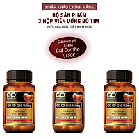 Bộ sản phẩm 3 hộp viên uống bổ tim nhập khẩu chính hãng New Zealand GO CO Q10 160mg (30 viên) giảm lão hóa tim mạch, tai biến tim mạch; giảm cholesterol máu; điều hòa huyết áp; tăng miễn dịch và giúp cơ thể khỏe mạnh