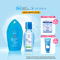Combo Sữa chống nắng Senka Perfect UV Milk 40ml và Nước tẩy trang sạch thoáng Senka A.L.L.Clear Formula Fresh 70ml